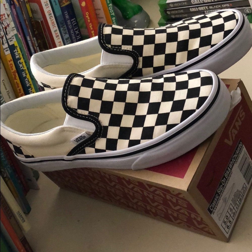 Classic slip on vans ( checkered black & white)